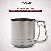 Flour Sifter Triple Mesh - Stainless Steel