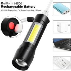 2-in-1 Mini portable Torch - USB Charging