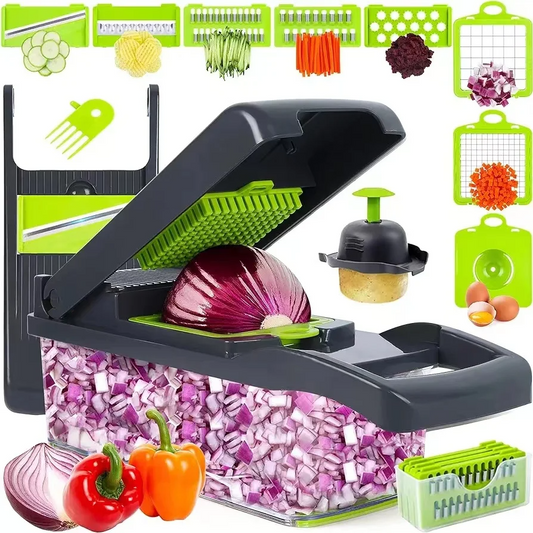 14-in-1 Multifunctional Vegetable Chopper Slicer Shredder with Basket