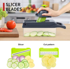 14-in-1 Multifunctional Vegetable Chopper Slicer Shredder with Basket